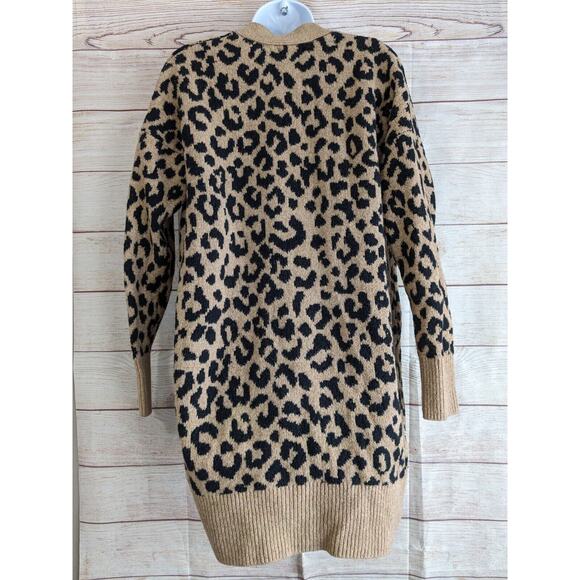 Yes Lola Leopard print Open Front Brown/Black Long Sleeve Cardigan Small - Picture 2 of 7